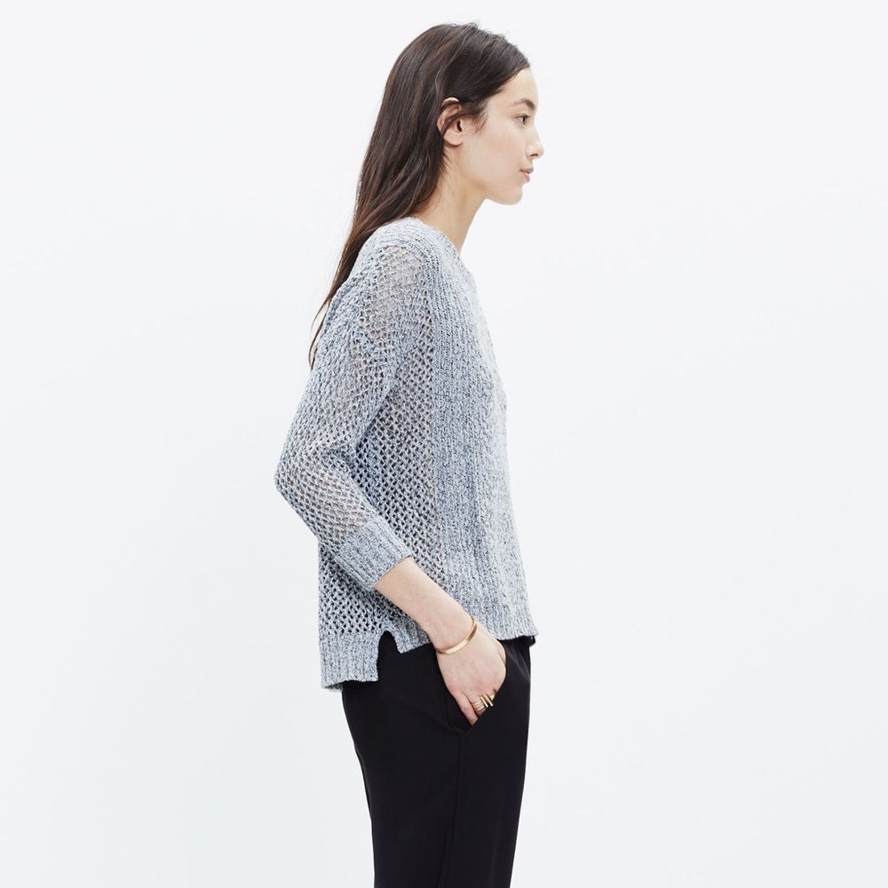 Madewell Marled Open Knit Sweater Long Sleeve